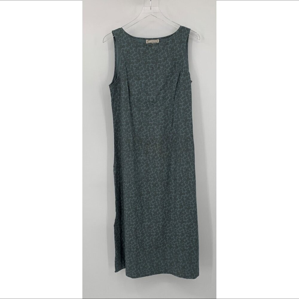 Flyshacker midi shift dress zipper sleeveless cotton blend blue floral new M